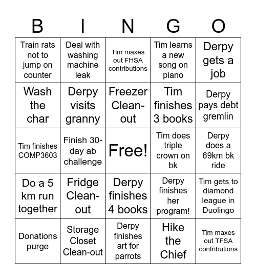 BINGOAL Bingo Card