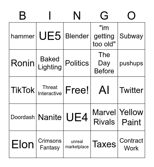 Crim Strem Bingo Card