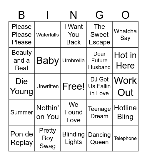 Music Bingo! Bingo Card