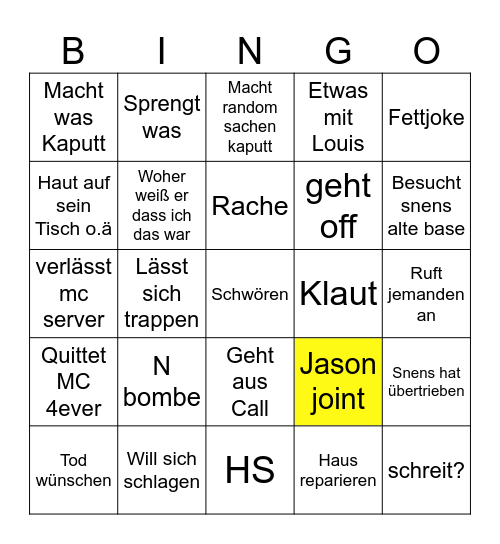 Jason Bingo Card