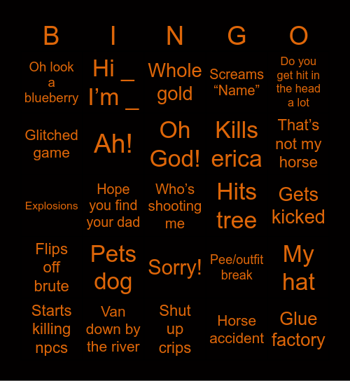 Irregulators bingo Card