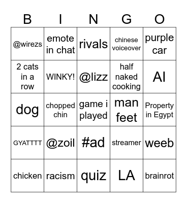 smol bingo Card