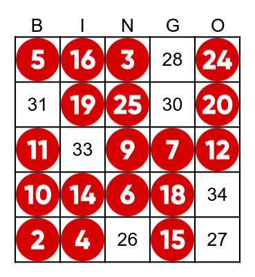 LOS NUMEROS Bingo Card