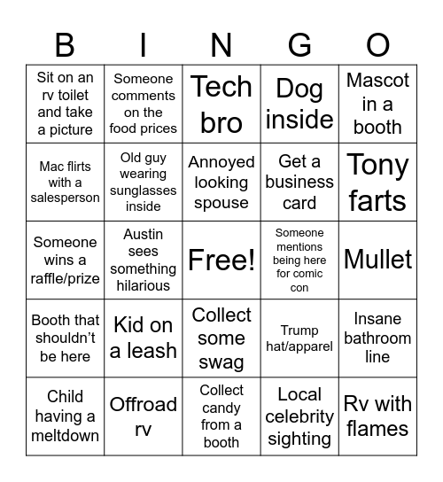 RV Expo Bingo Card