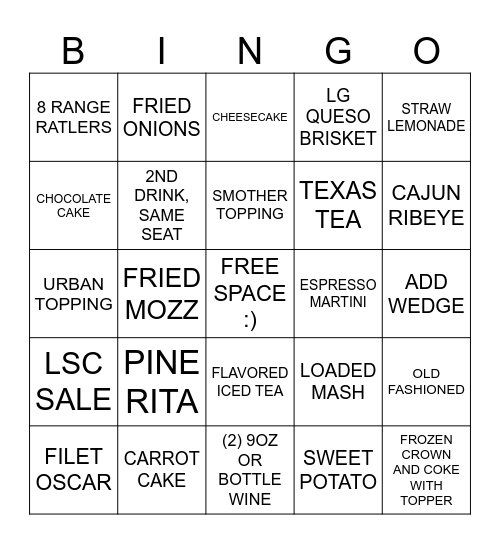 SATURDAY NIGHT BINGO 01/11/25 Bingo Card