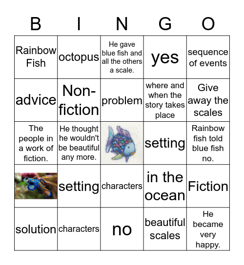 Story Elements/Rainbow Fish Bingo Card