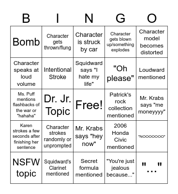 AI Sponge Rehydrated Bingo Card