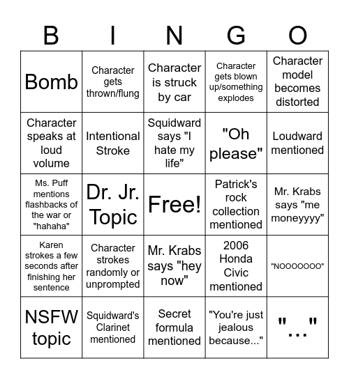AI Sponge Rehydrated Bingo Card