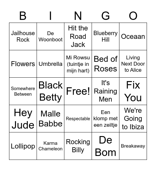 Muziek Bingo Card
