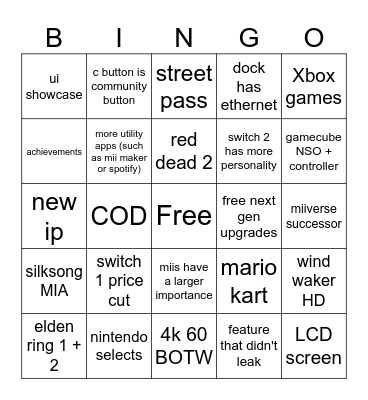 switch 2 direct Bingo Card