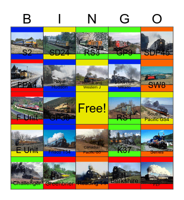 Steam and Diesel Excursions in the 80's Bingo Card