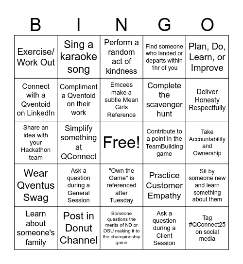 QConnect Bingo Card
