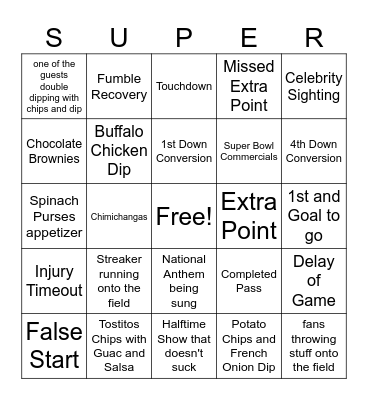 Super Bowl 59 Bingo Card