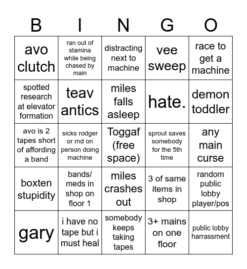 Teav Bingo Card