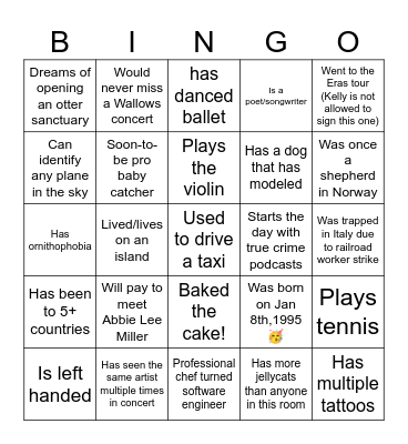 Birthday Bingo Card