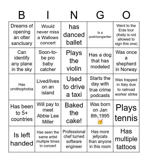 Birthday Bingo Card