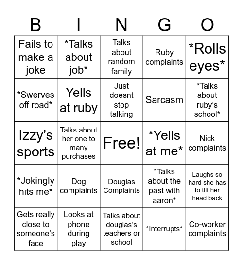 Choche Bingo Card