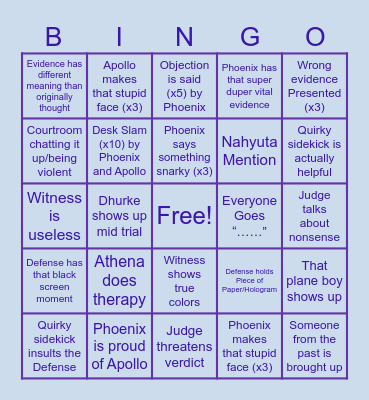 AA COURTROOM BINGOO Bingo Card