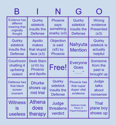 AA COURTROOM BINGOO Bingo Card