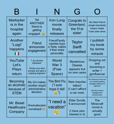 “My 2025 Predictions” Bingo Card