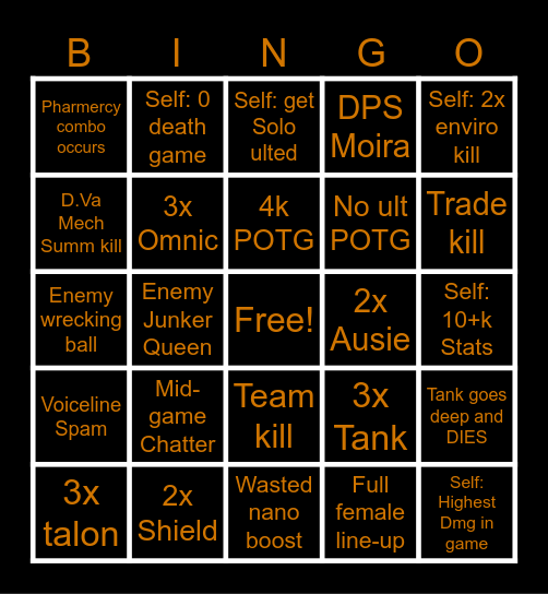 Overwatch 2 by GGJ Bingo Card