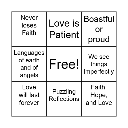 1 Corinthians 13 Bingo Card