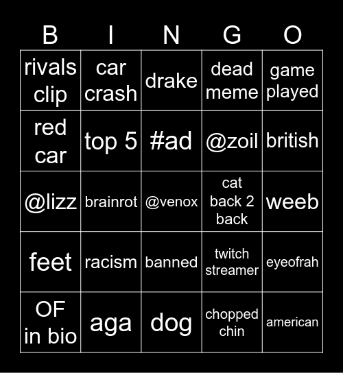Instagram Reels Bingo Card