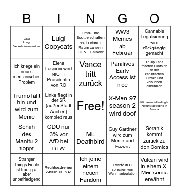 Sonia's 2025 Bingo Card