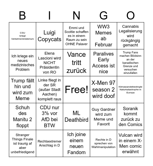 Sonia's 2025 Bingo Card