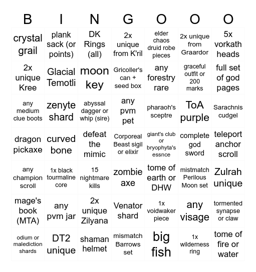 Bingo Bongo - rough draft Bingo Card
