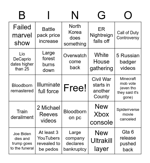 2025 Bingo Card