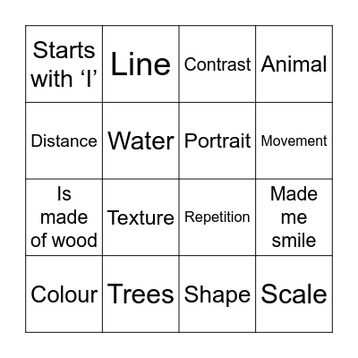 Photo Walk Bingo Card