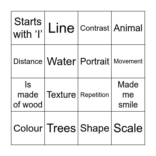 Photo Walk Bingo Card