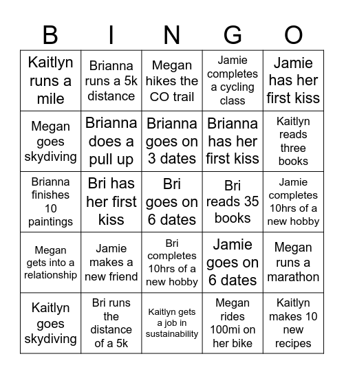2025 SMART Goals Bingo Card
