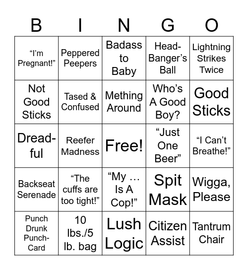 Body Cam Bingo! Bingo Card
