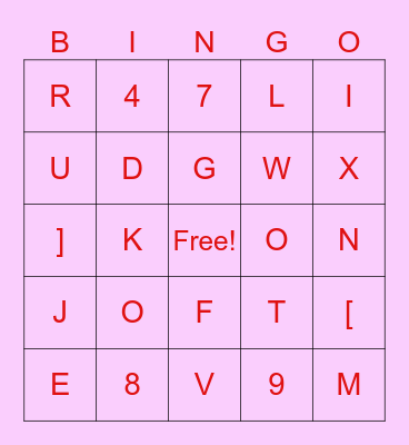 Valentine's Day Bingo Card