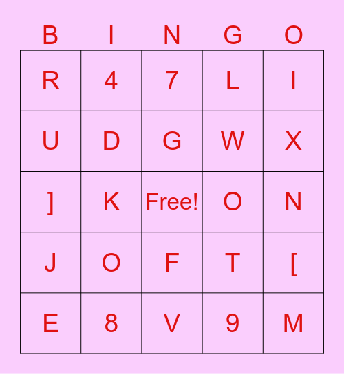 Valentine's Day Bingo Card