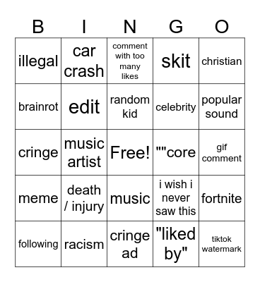 IG Bingo Card