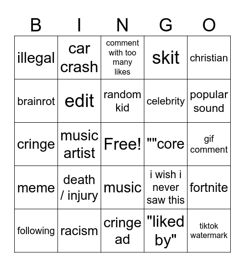 IG Bingo Card