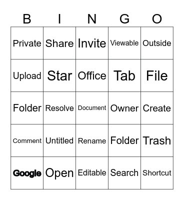 Google Docs Bingo Card