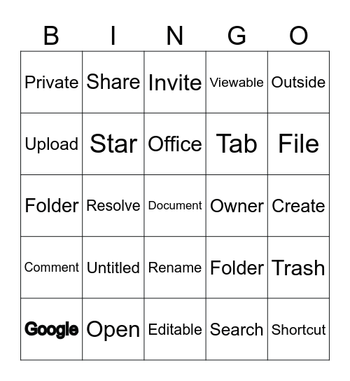 Google Docs Bingo Card