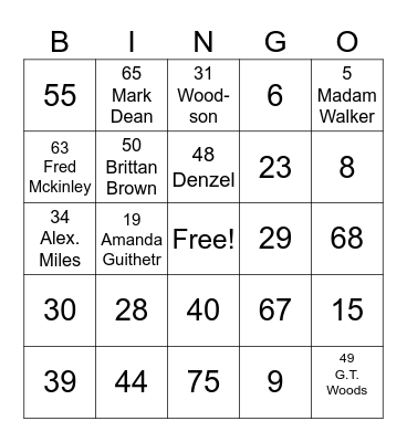 Black History Month BINGO Card