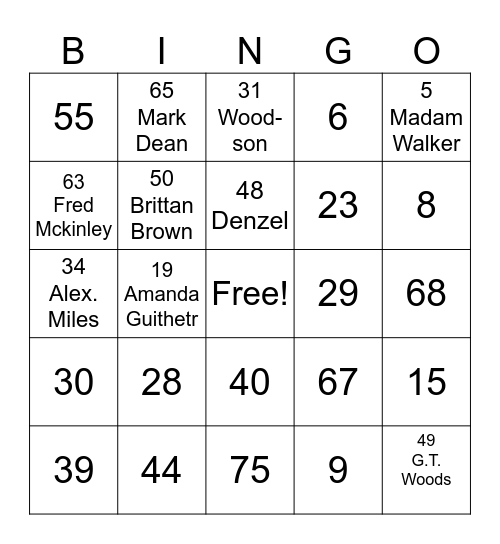 Black History Month BINGO Card