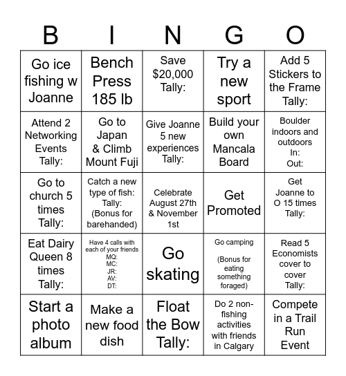 Bingo 2025 Bingo Card