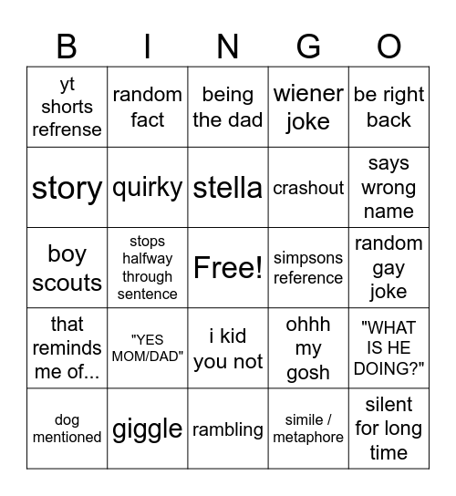 GRANT BINGO CARD Bingo Card