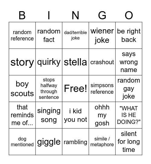 GRANT BINGO CARD Bingo Card