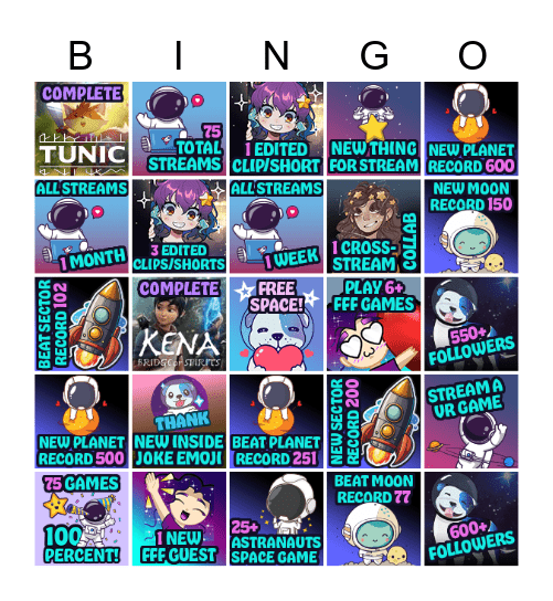 Kellzaba's Universe Bingo Bongo 2025 Bingo Card