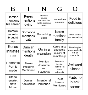 Date Night Bingo Card
