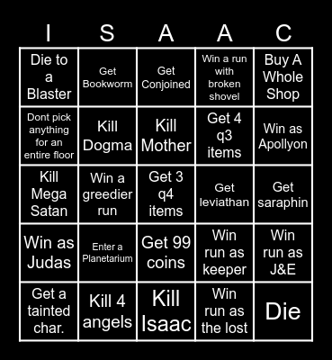Isaac BIngo Card