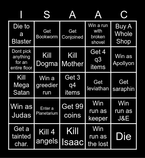 Isaac BIngo Card